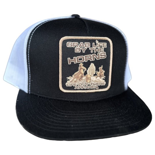 Grab Life Snapback Trucker Hats - BLK/WHT