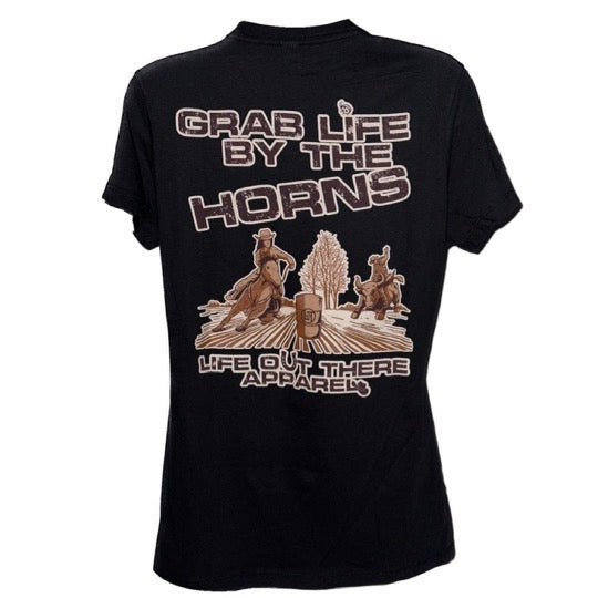 Grab Life By The Horns Women's Tee - Black