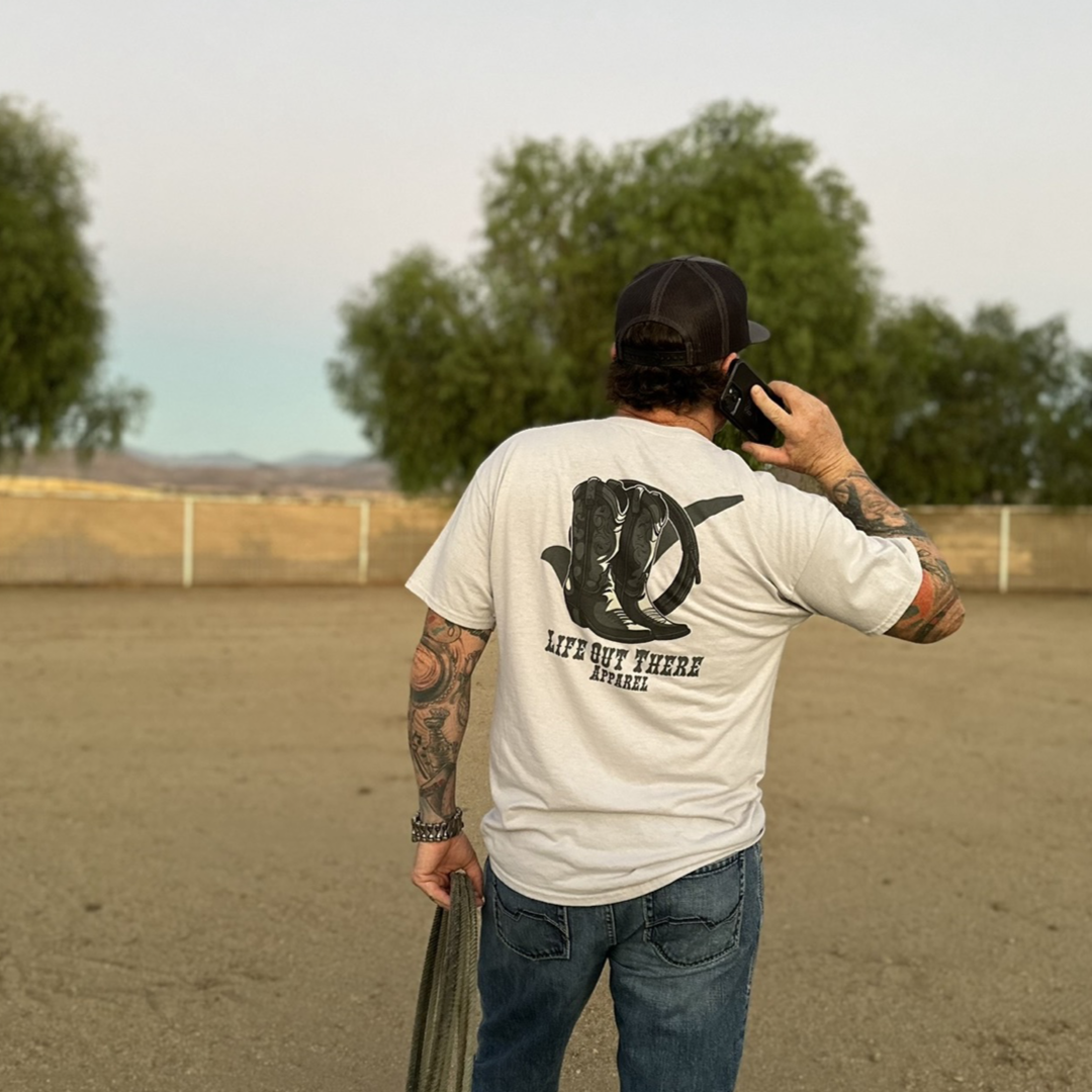 "Unisex" Boot Check Tee - Silver