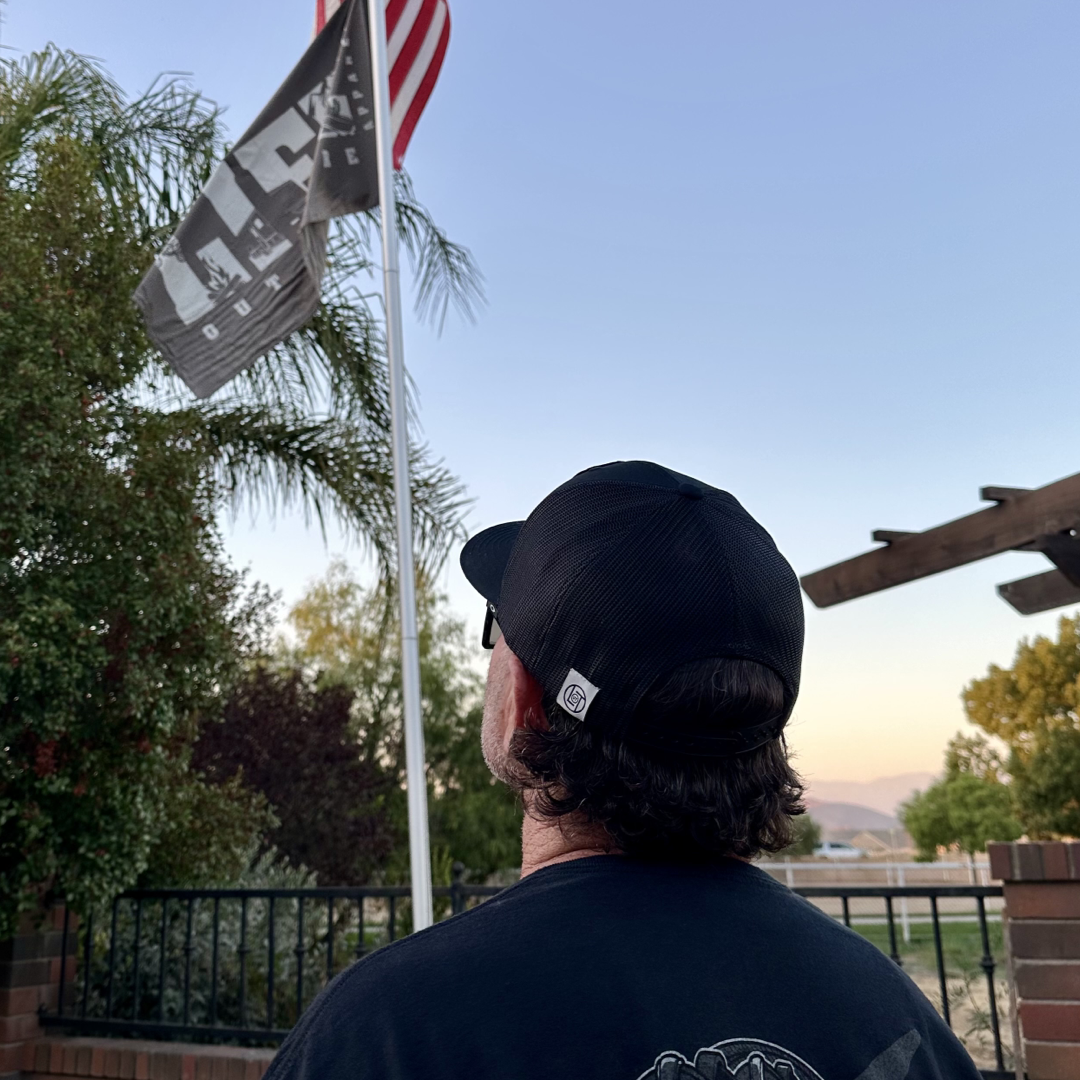 “BOOT CHECK” - Flat Bill Snapback Trucker Hat = Black