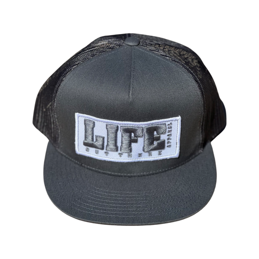 Life Out There - Puff Embroidered SnapBack Trucker Hat - Grey