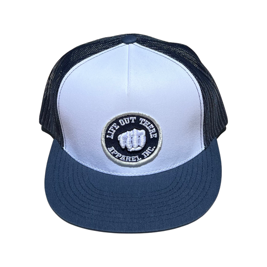 The Pound It - 3D Puff Embroidered Snapback Trucker - Navy/White